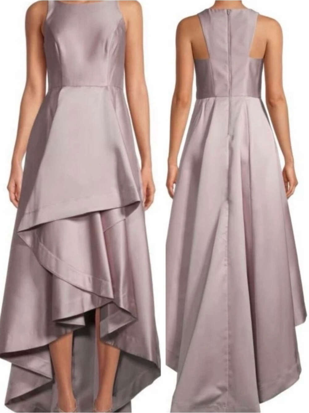 Adrianna Papell Lavendar High Low Mikado Evening Gown Dress